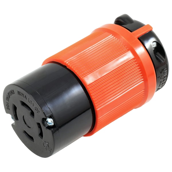 Locking Connector, L14-30R, 30 A, 125/250V AC, Single Phase, 3 Pole, Yellow